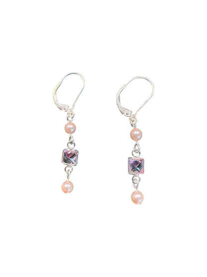 Faceted Pink CZ Square Set