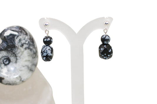 Snowflake Obsidian Earrings