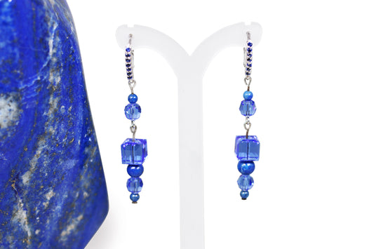 Lapis & Sapphire Crystals Earrings