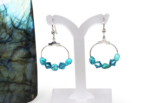 Turquoise Earrings with Hoop