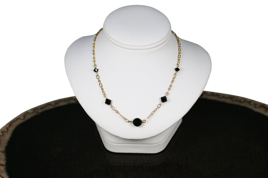 Jet Black Crystals 18"Necklace