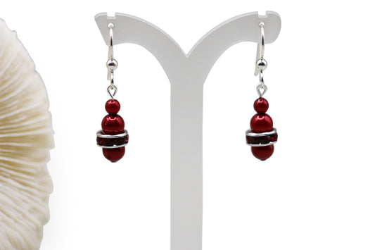 Red Czech Pearls Earrings