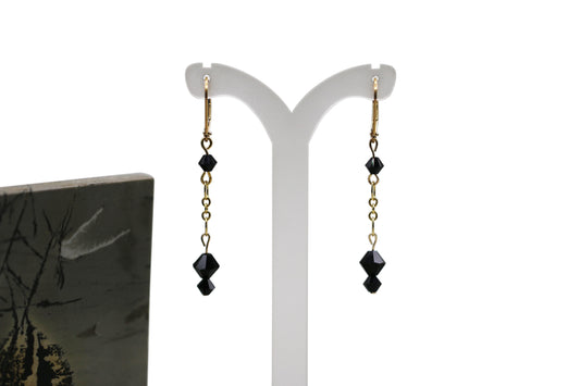 Jet Black Crystals Earrings