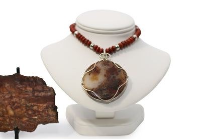 Red Plume Agate 23" Necklace