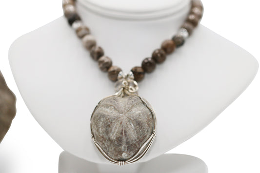 Echinoid Fossil 26"  Necklace